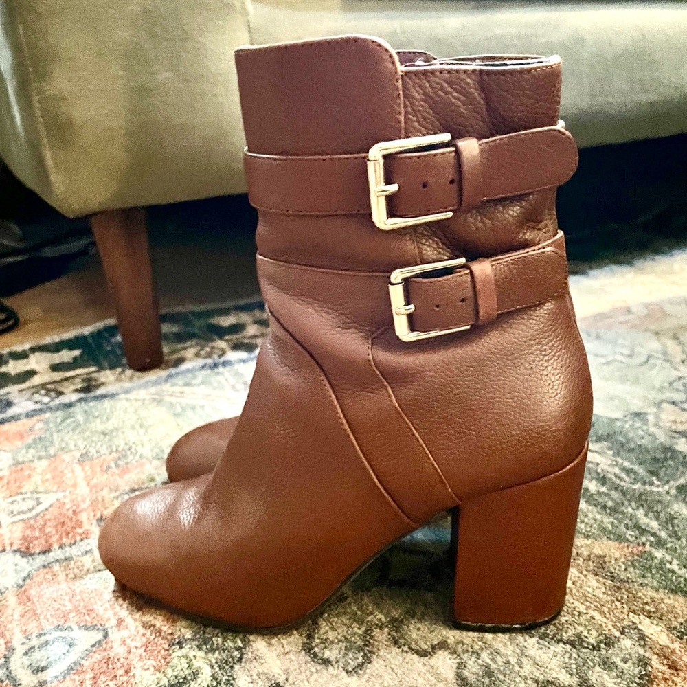 Nine West Brown Leather Ankle Boots Sz 7